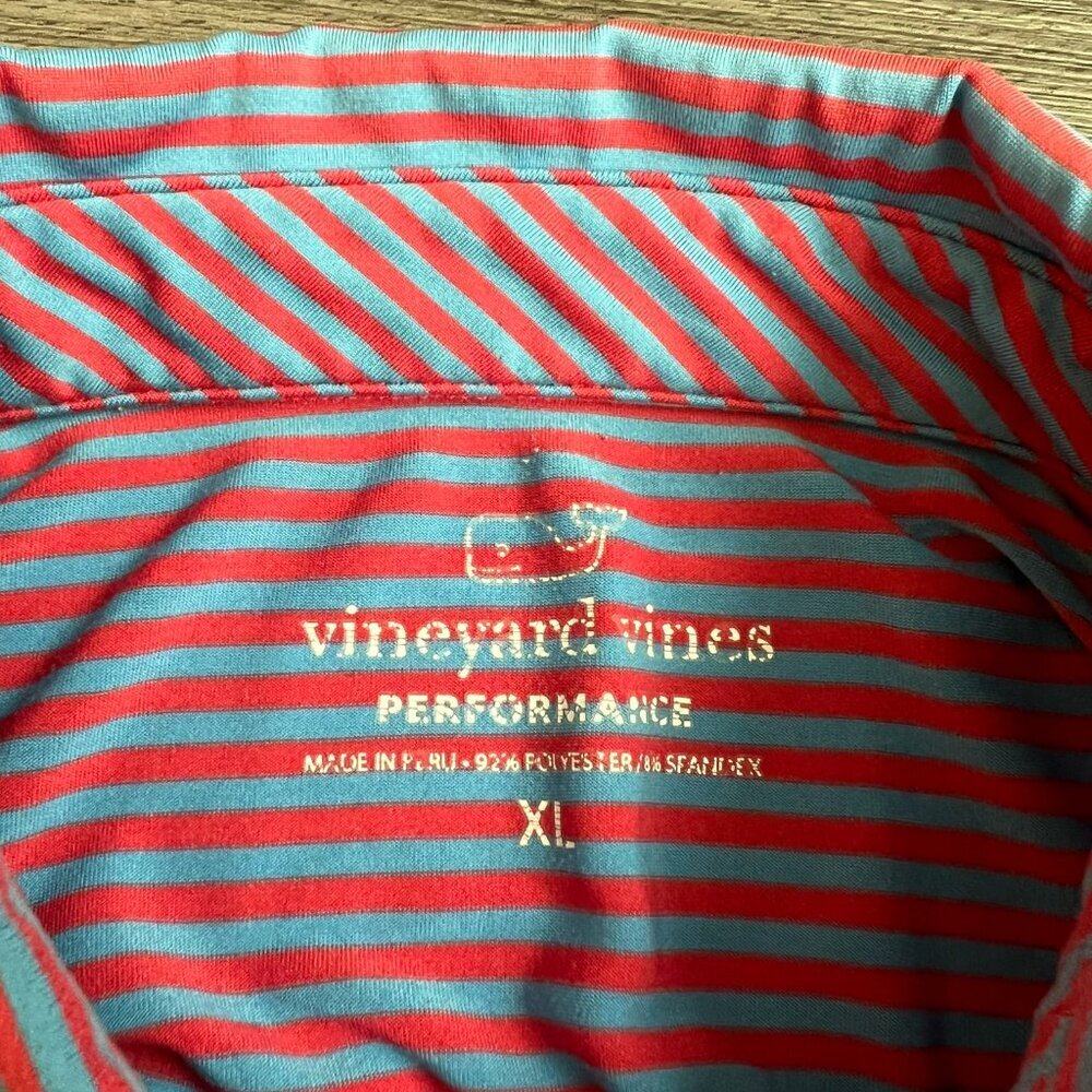 Vineyard Vines Performance Polo Shirt Striped Stretch Golf Athletic Size XL - Picture 4 of 6